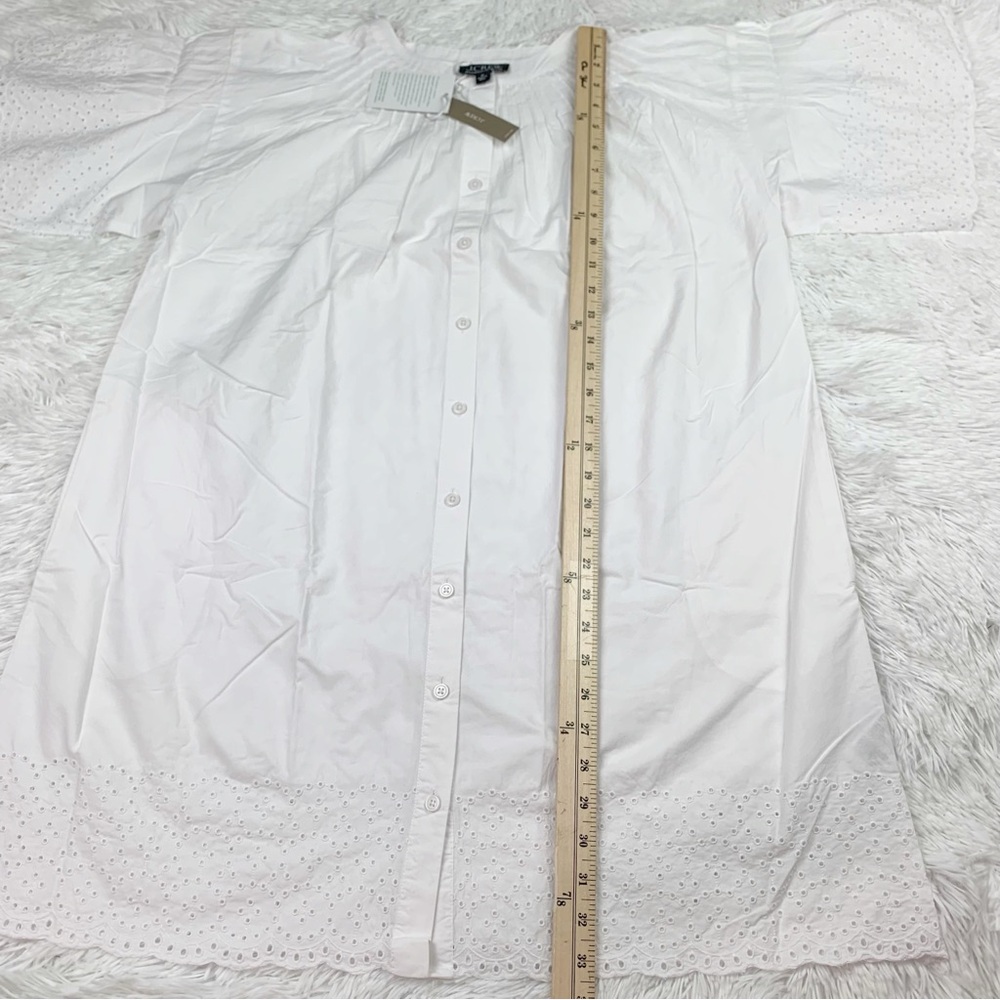 J Crew short sleeve Jolie dress in eyelet cotton poplin‎ button front in white - Picture 6 of 12